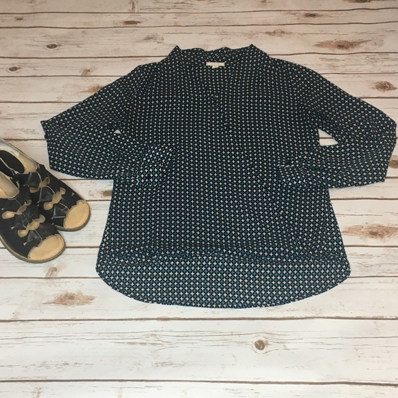 Pleione Mini Print Faux Wrap Blouse Size Small - Picture 6 of 10